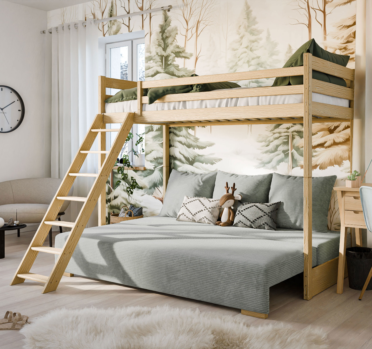 Łóżko piętrowe z kanapą FINO sosna zoom 15 - obrazek 4