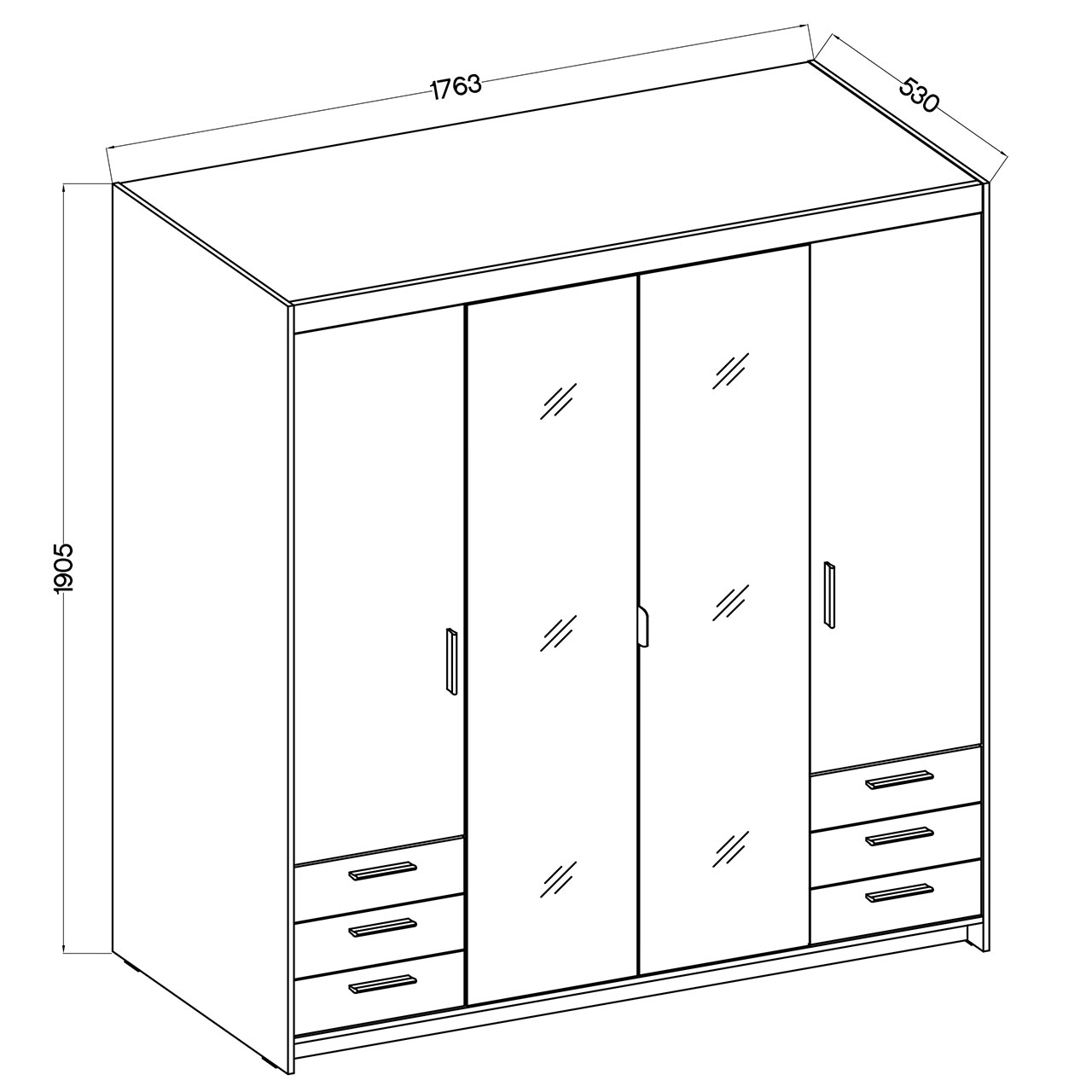 Szafa z lustrem ELENI 4D6S biała - obrazek 3