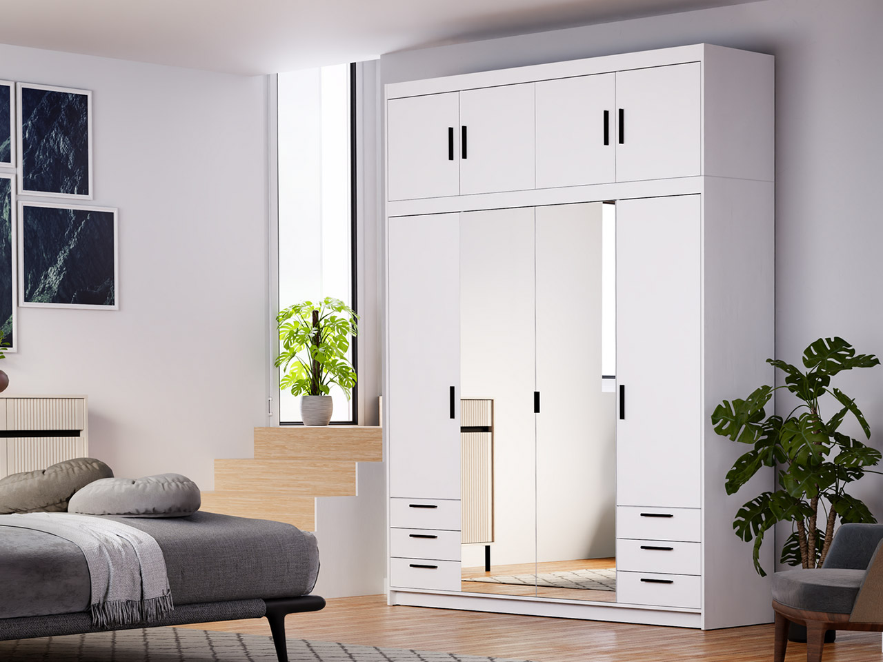 Szafa z lustrem ELENI 4D6S biała - obrazek 7