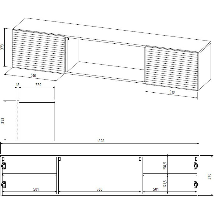 Szafka RTV z kominkiem CLAIRE 01 biała / czarny - obrazek 5