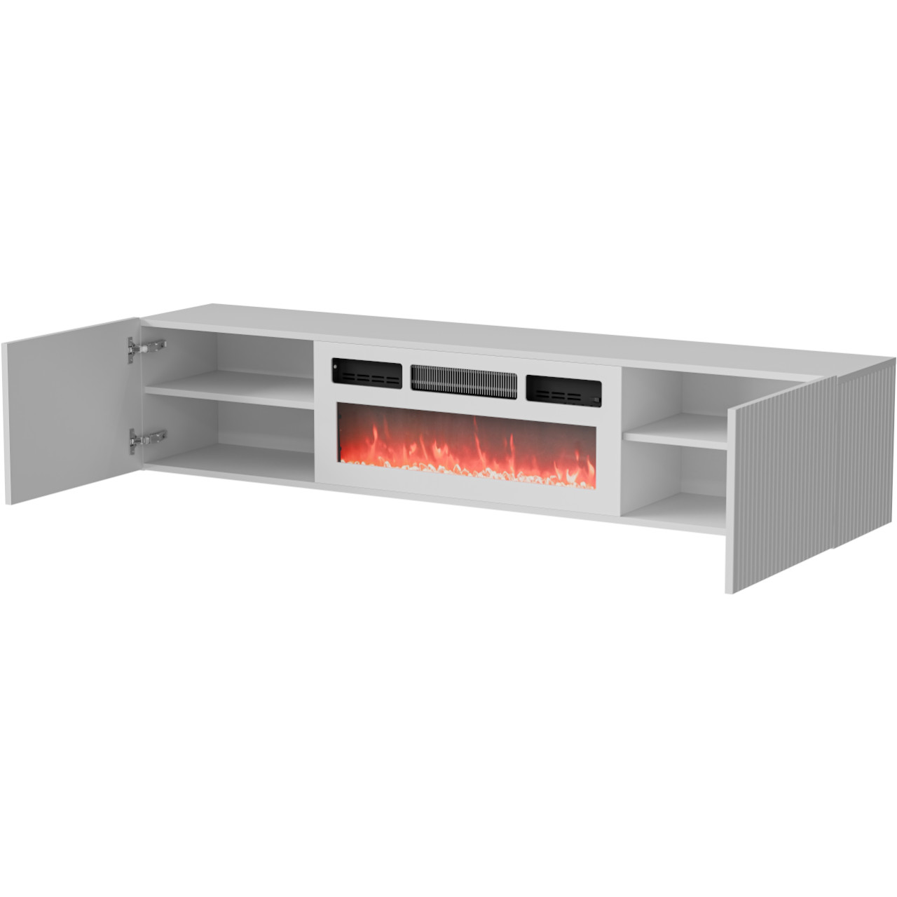 Szafka RTV z kominkiem CLAIRE 02 biała - obrazek 3