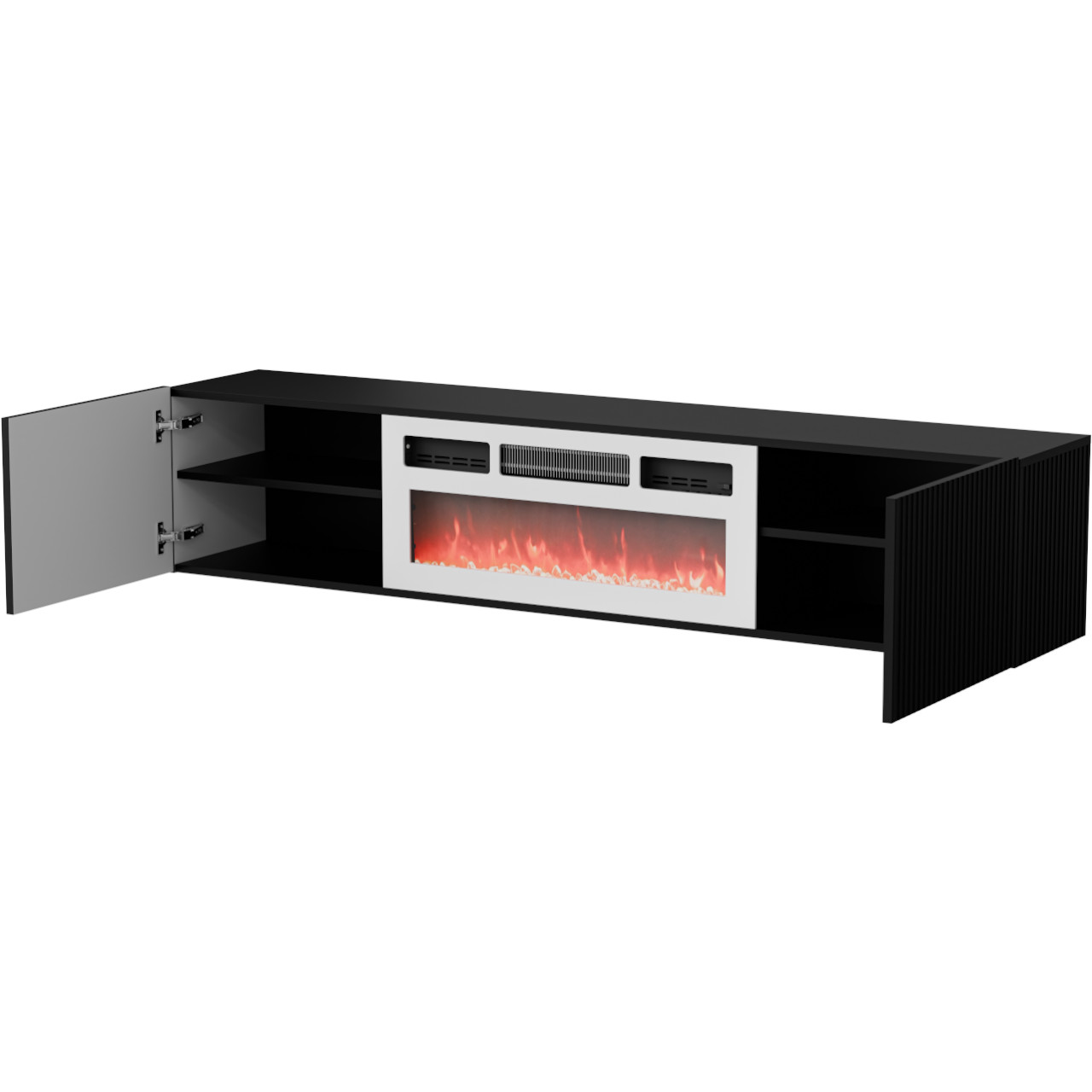 Szafka RTV z kominkiem CLAIRE 02 czarna / biały - obrazek 3