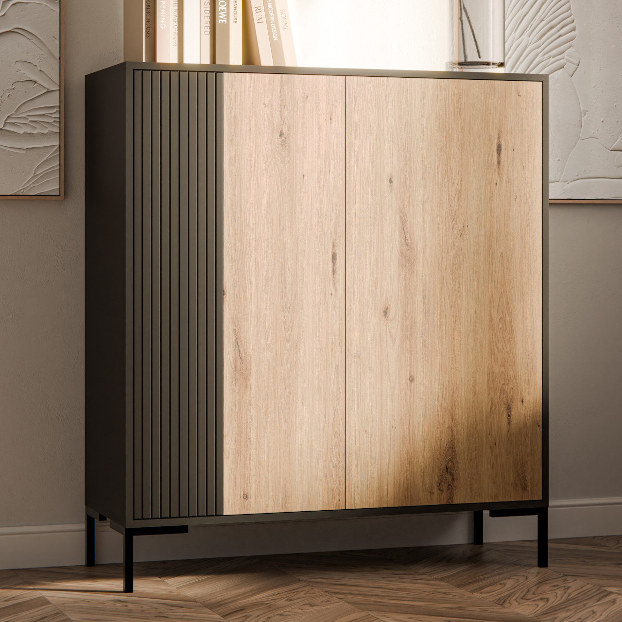 Komoda CIMER 01 czarny / dąb artisan - obrazek 5