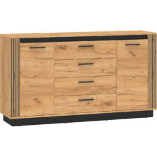 Komoda URSA 06 dąb craft złoty + czarny