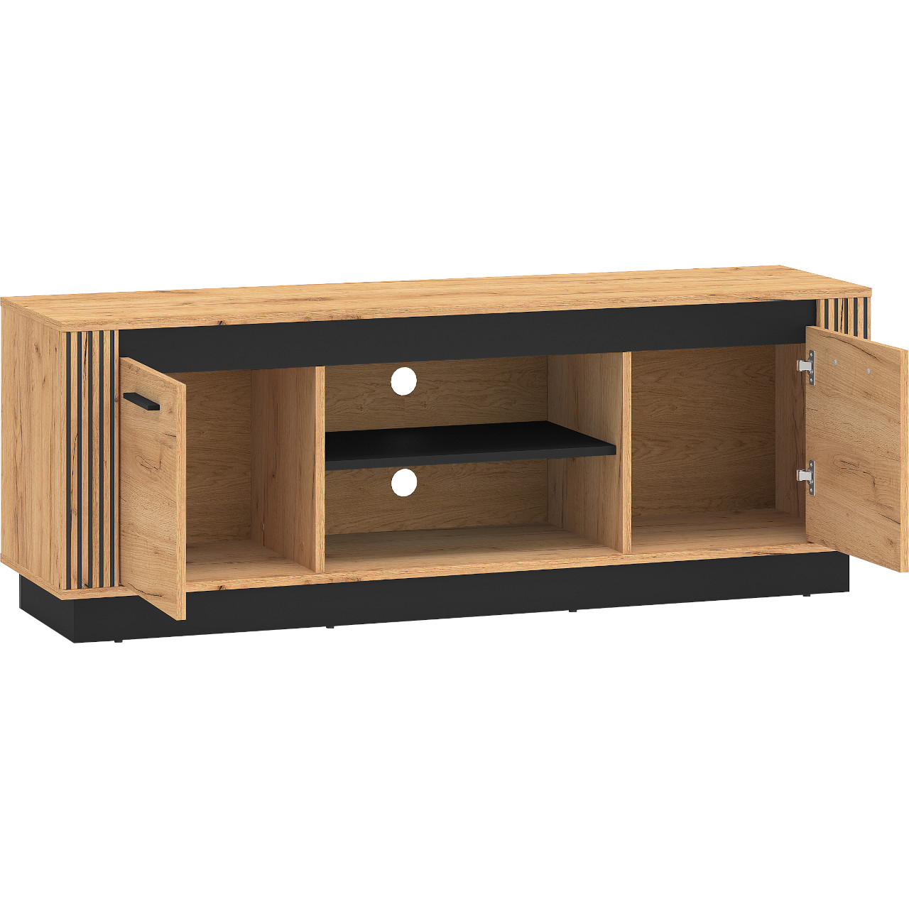 Szafka RTV URSA 08 dąb craft złoty + czarny - obrazek 4