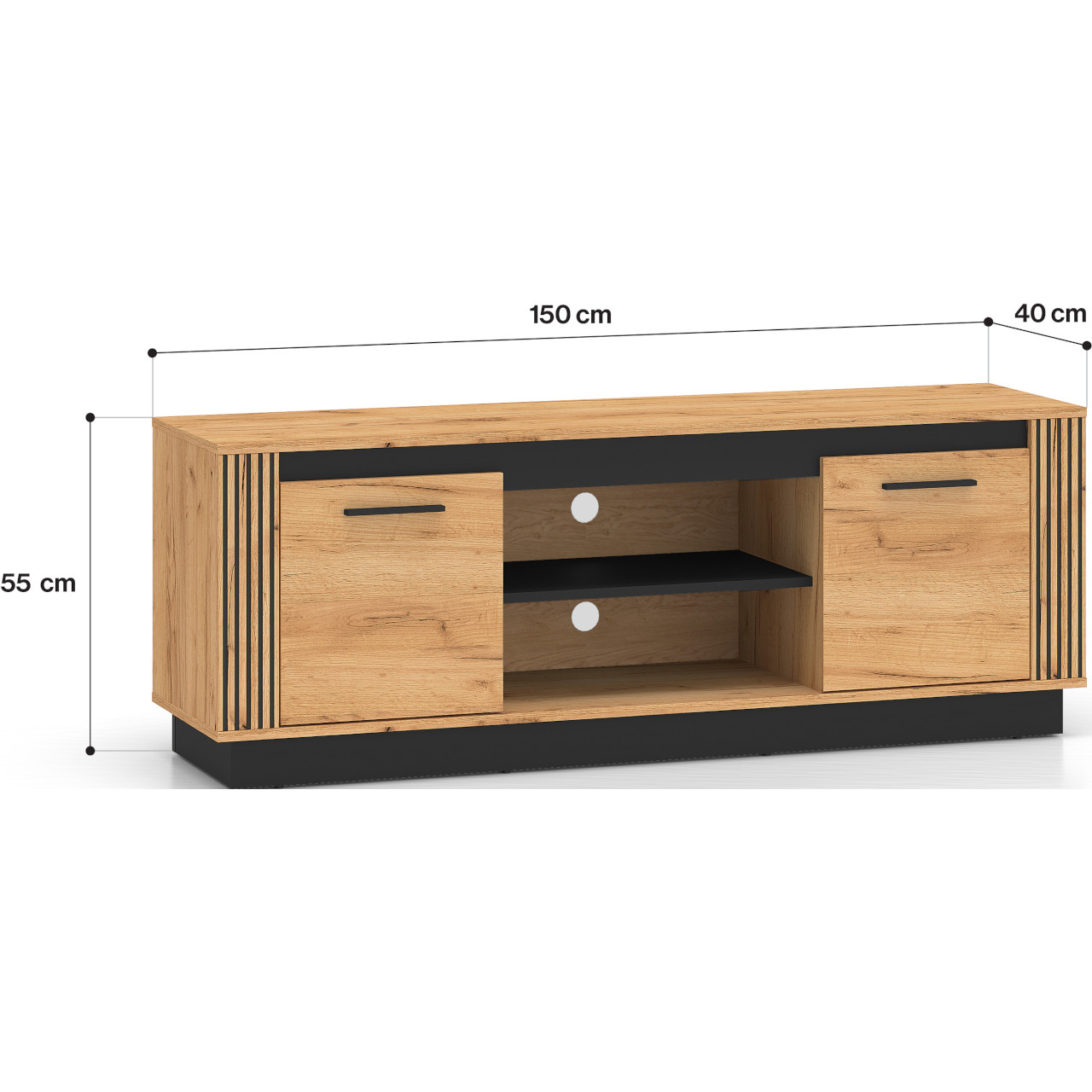 Szafka RTV URSA 08 dąb craft złoty + czarny - obrazek 5