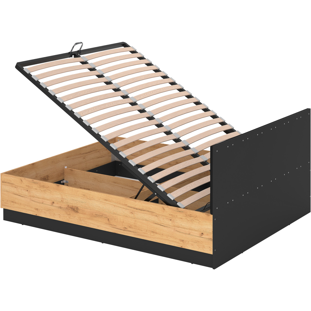 Łóżko 160x200 z podnoszonym stelażem URSA 14A dąb craft złoty + czarny - obrazek 5