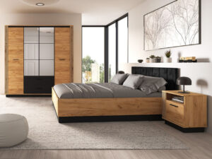 Meble do sypialni URSA 2 dąb craft złoty + czarny