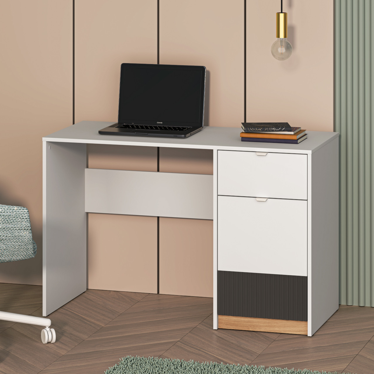 Biurko EMPOLI 08 biały / dąb castello / grafit - obrazek 5