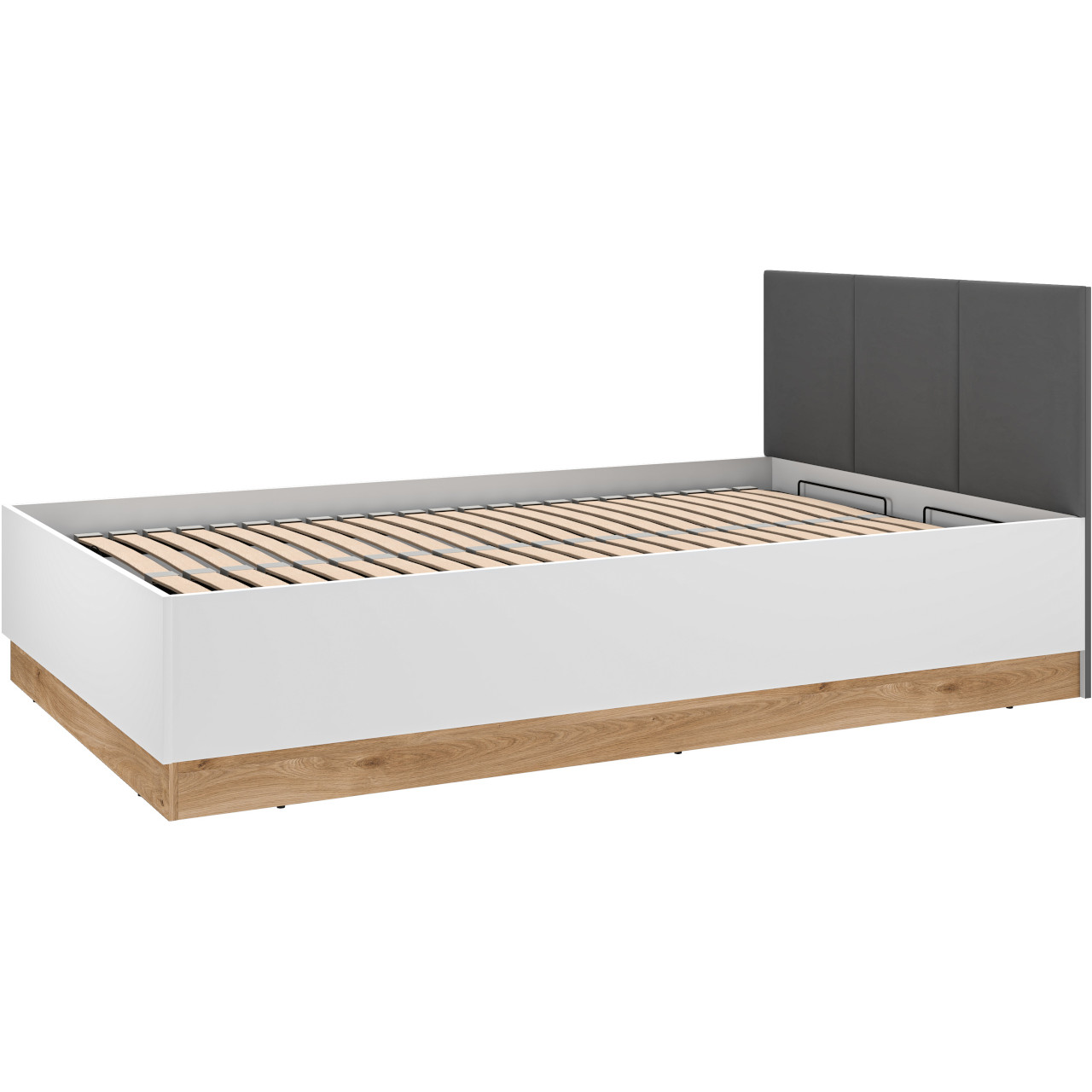 Łóżko 120x200 z podnoszonym stelażem EMPOLI 12A białe / dąb castello / grafit - obrazek 3