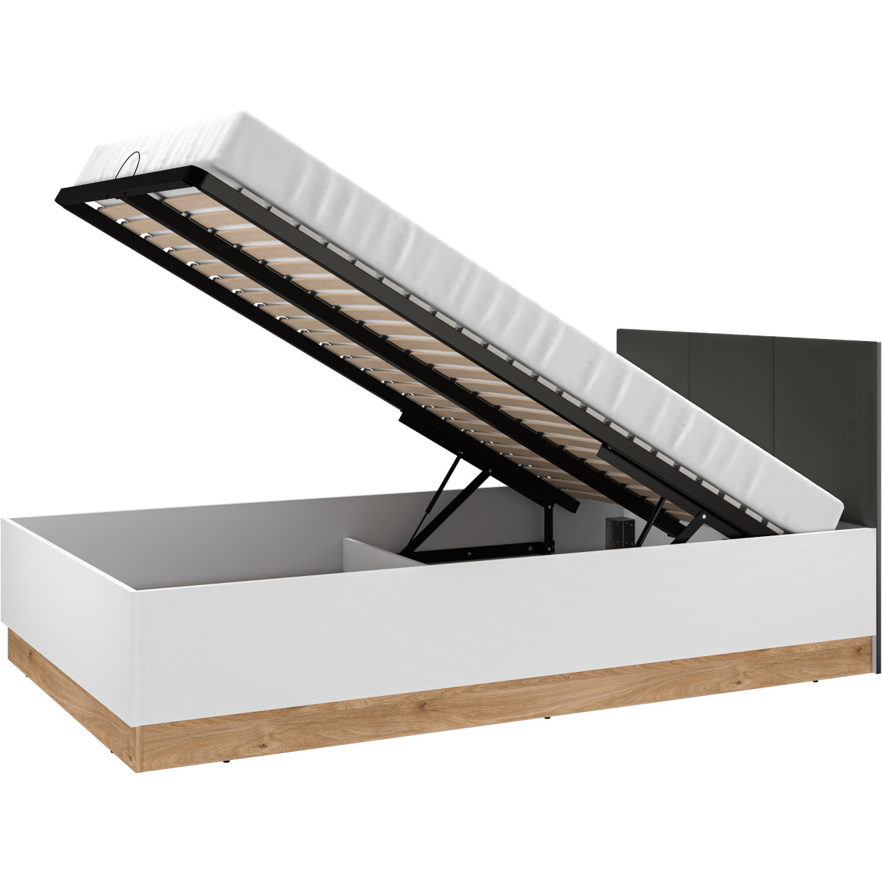 Łóżko 120x200 z podnoszonym stelażem EMPOLI 12A białe / dąb castello / grafit - obrazek 4