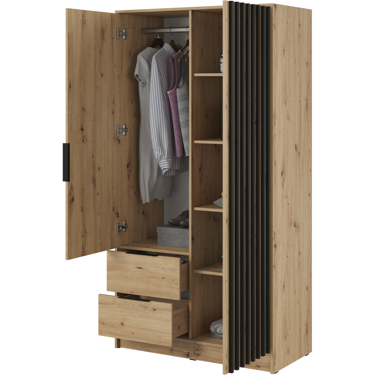 Szafa LAILA 2D dąb artisan / czarny - obrazek 3