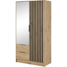 Szafa z lustrem LAILA 2D dąb artisan / czarny