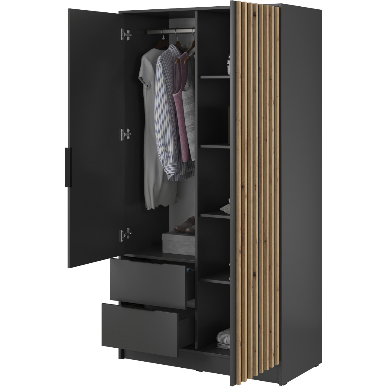 Szafa LAILA 2D grafit / dąb artisan - obrazek 3