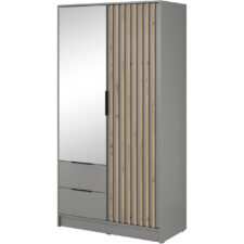 Szafa z lustrem LAILA 2D szary / dąb artisan