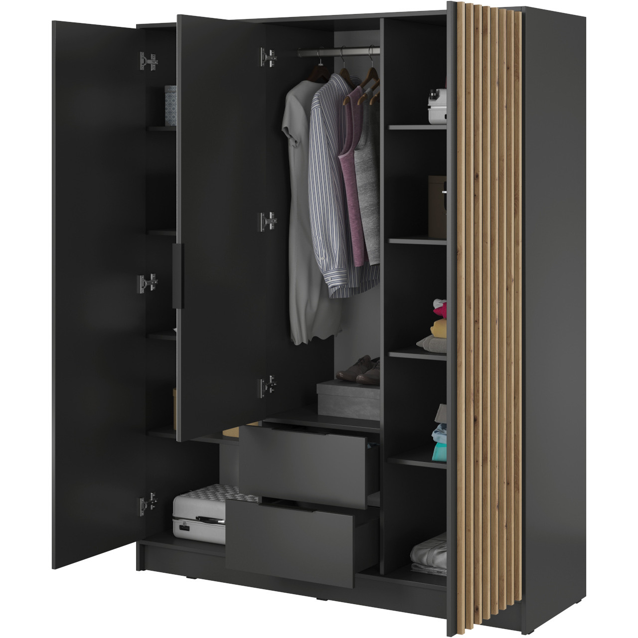 Szafa z lustrem LAILA 3D grafit / dąb artisan - obrazek 3