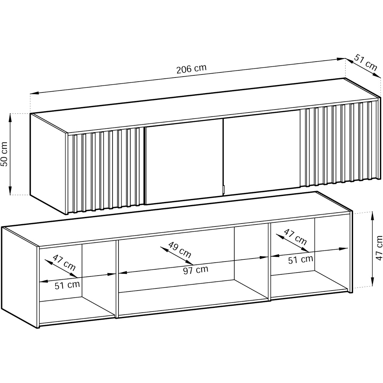 Nadstawka do szafy LAILA 3D szary / dąb artisan - obrazek 3