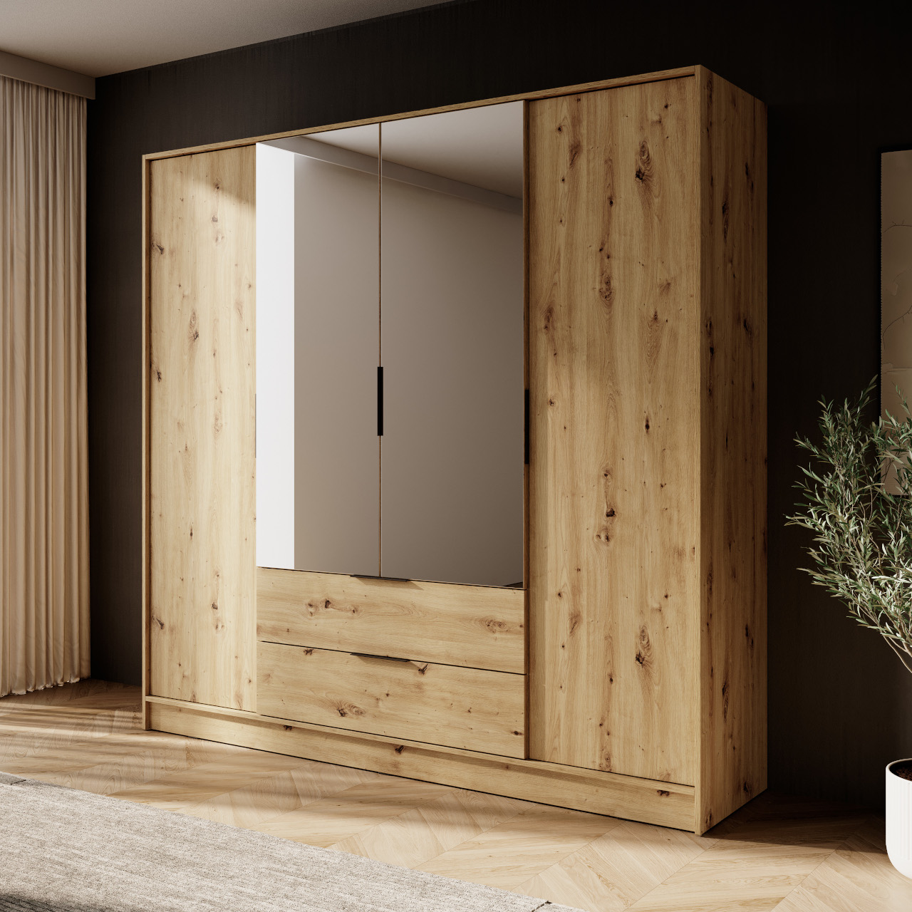 Szafa z lustrem CARLY B dąb artisan - obrazek 5