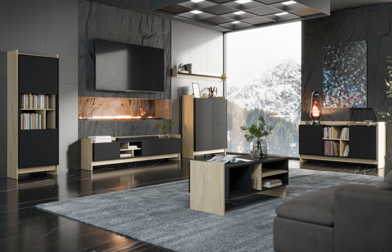 Komoda PORTOS 190 dąb cremona / czarny - obrazek 5