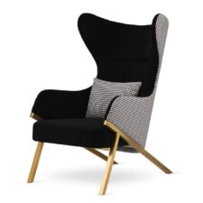 Czarny Fotel Wypoczynkowy Classy Velvet – Stylowy Uszak do Salonu