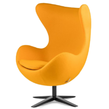 Fotel Egg Jajo Premium Kaszmir Treviso obrotowy z funkcją bujania Żółty (#75) Czarna szeroka
