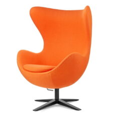 Fotel Egg Jajo Premium Kaszmir Treviso obrotowy z funkcją bujania Pomarańczowy (#25) Czarna szeroka