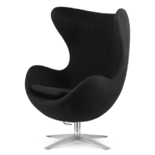 Fotel Egg Jajo Premium Kaszmir Treviso obrotowy z funkcją bujania Czarny (#1) Srebrna szeroka
