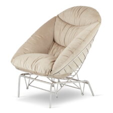 Beżowy fotel bujany Boda XZ SWAN-01 – nowoczesny fotel wypoczynkowy velvet