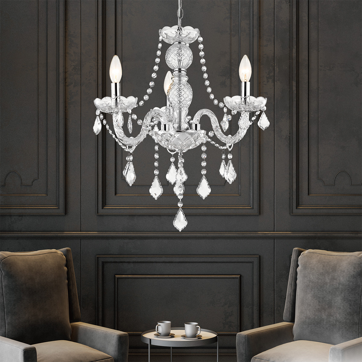 Lampa wisząca Cristallo srebrna 3xE14 - obrazek 5