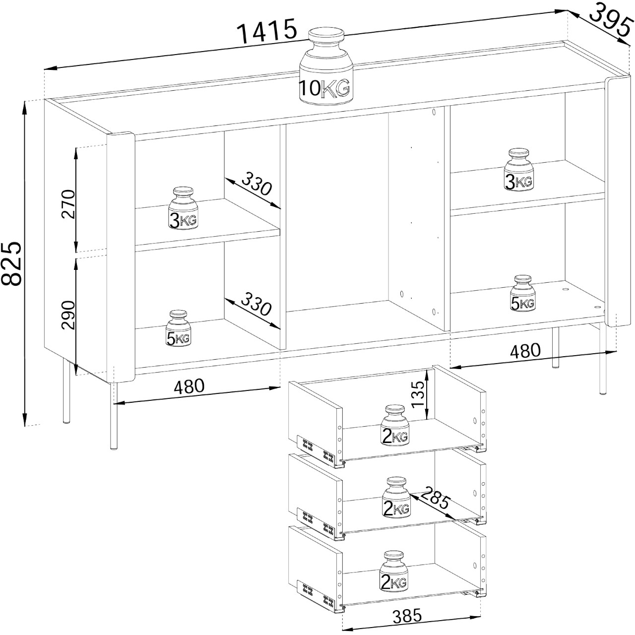 Komoda COLLAR 02 orzech warmia / kaszmir - obrazek 5