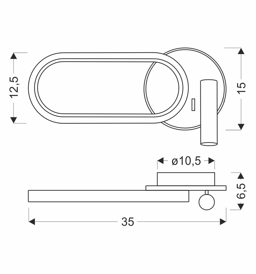 MONET lampa kinkiet owal złoty 13W LED 3000K, 4000K, 6000K klosz biały - obrazek 5