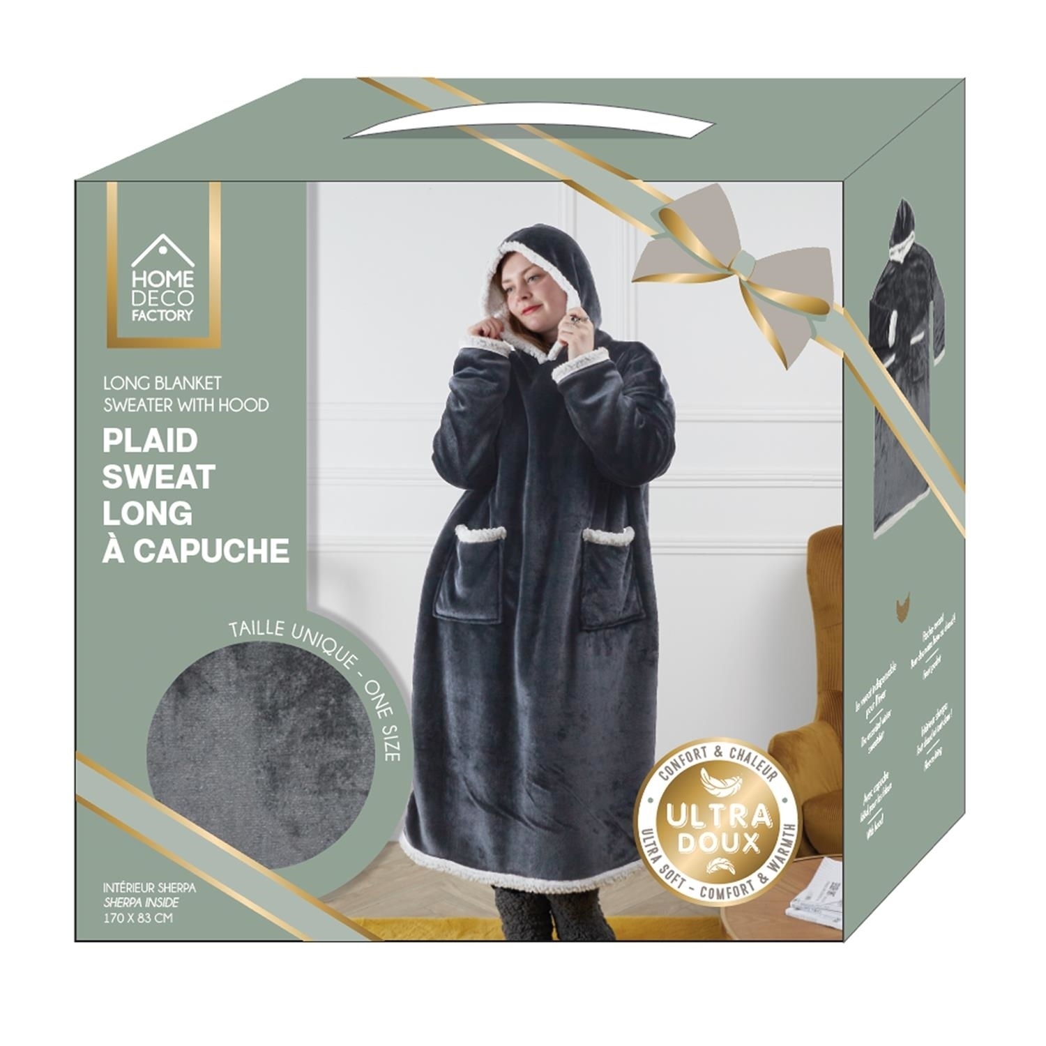 Bluza długa/ snuddie szara - obrazek 4