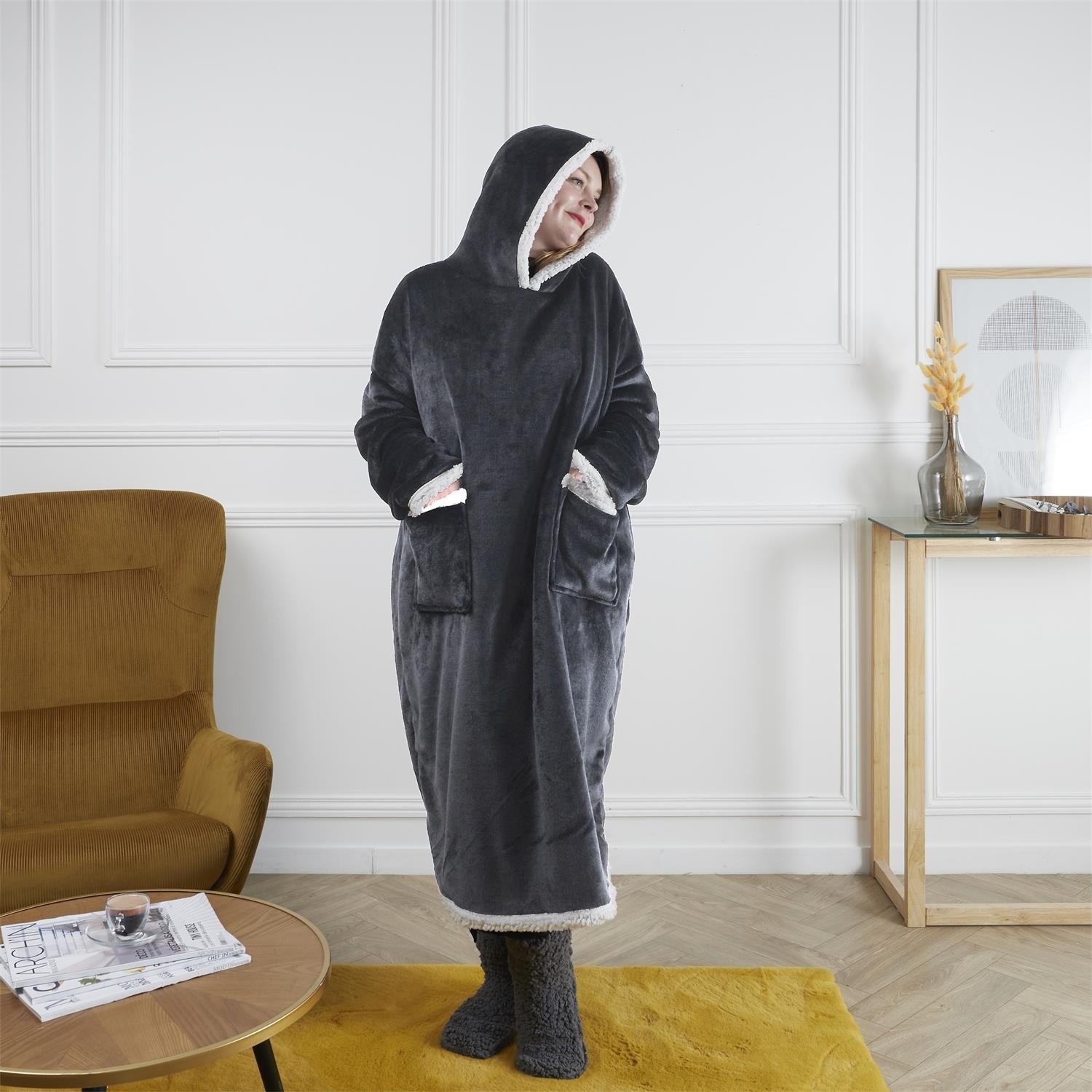 Bluza długa/ snuddie szara - obrazek 6