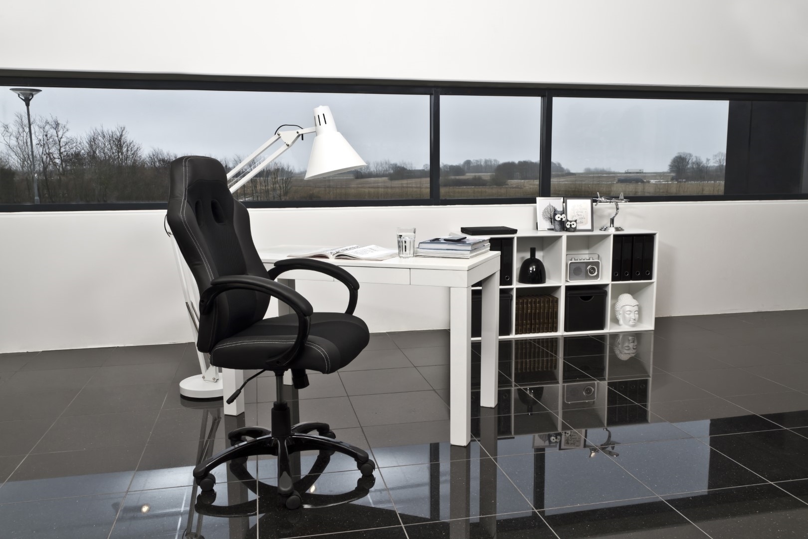 Fotel biurowy Race czarny czarna eko skó ra - obrazek 3