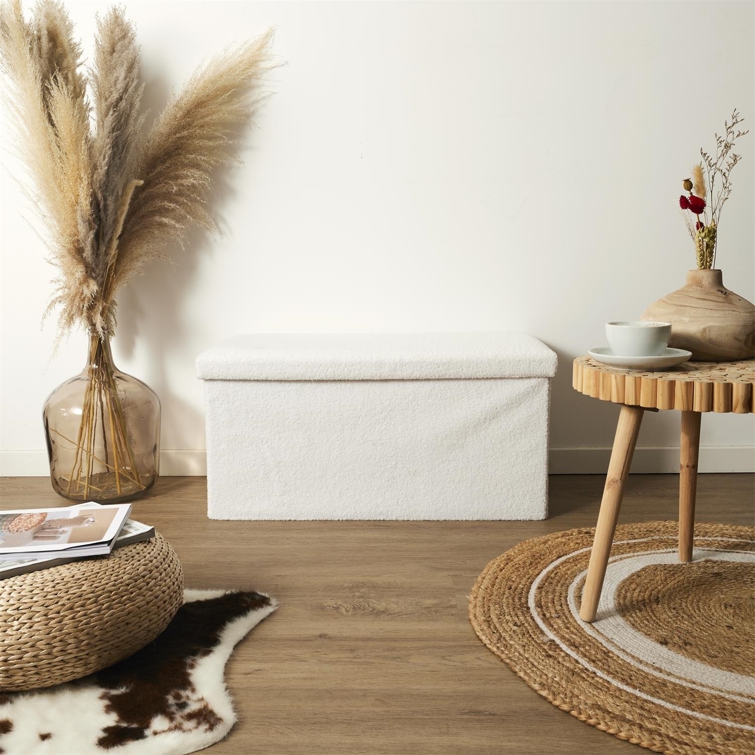 Pufa Intesi Velse boucle biała składana - obrazek 6