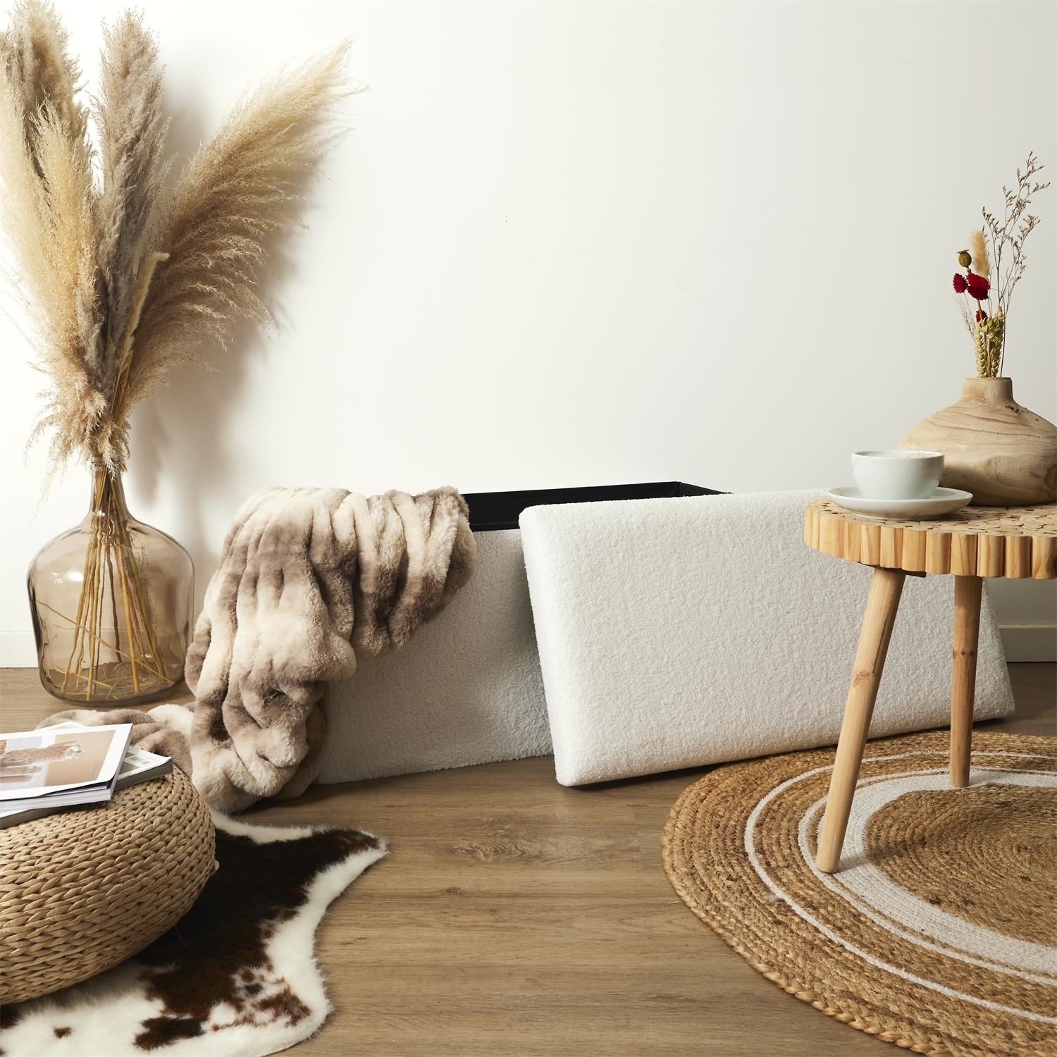 Pufa Intesi Velse boucle biała składana - obrazek 7