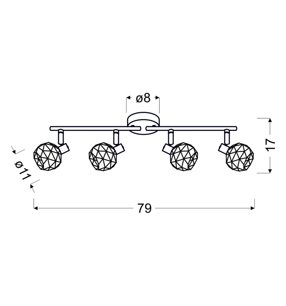 ACROBAT LISTWA 4X40W E14 CZARNY KLOSZ MIEDZIANY - obrazek 3