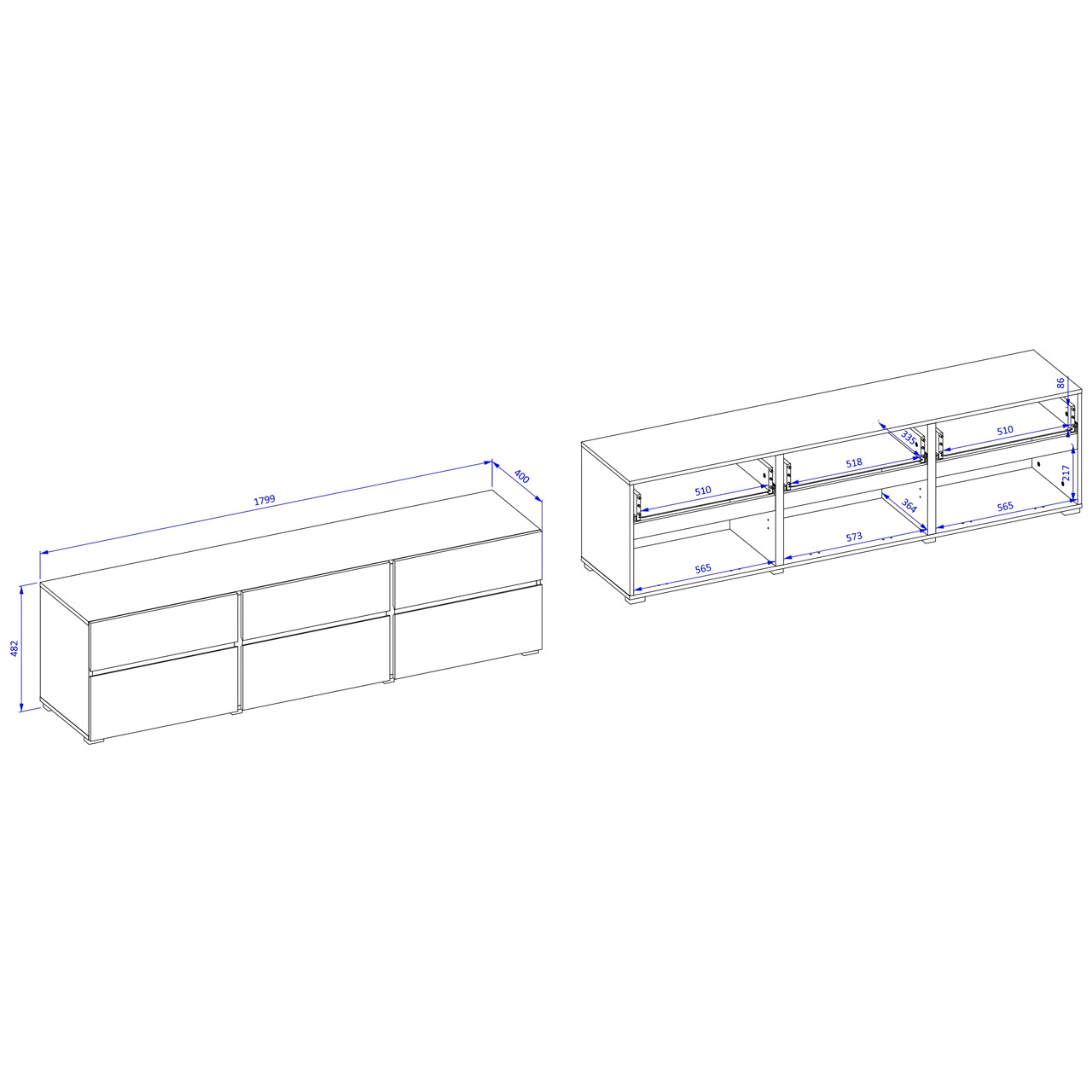 Szafka RTV CROSI 41 dąb wotan / czarny - obrazek 6
