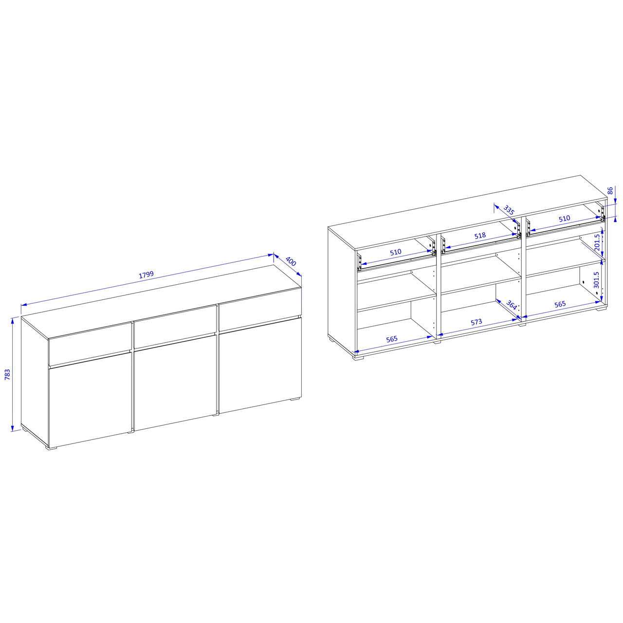 Komoda CROSI 43 zielony / czarny - obrazek 6