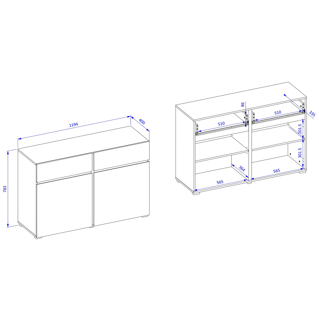 Komoda CROSI 45 zielony / czarny - obrazek 6