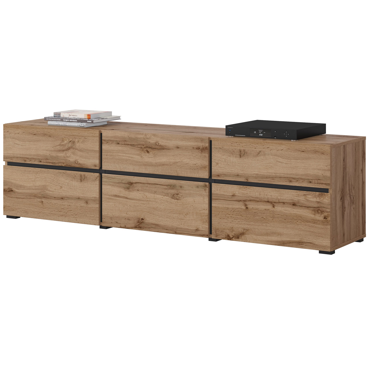 Szafka RTV CROSI 41 dąb wotan / czarny - obrazek 4