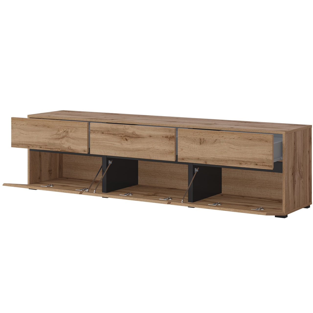 Szafka RTV CROSI 41 dąb wotan / czarny - obrazek 5