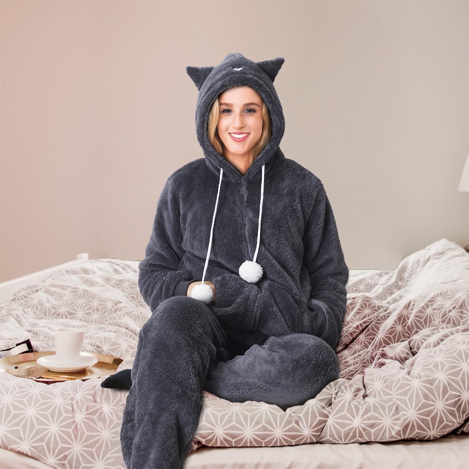 Kombinezon Onesie Kot rozmiar XL szara - obrazek 5