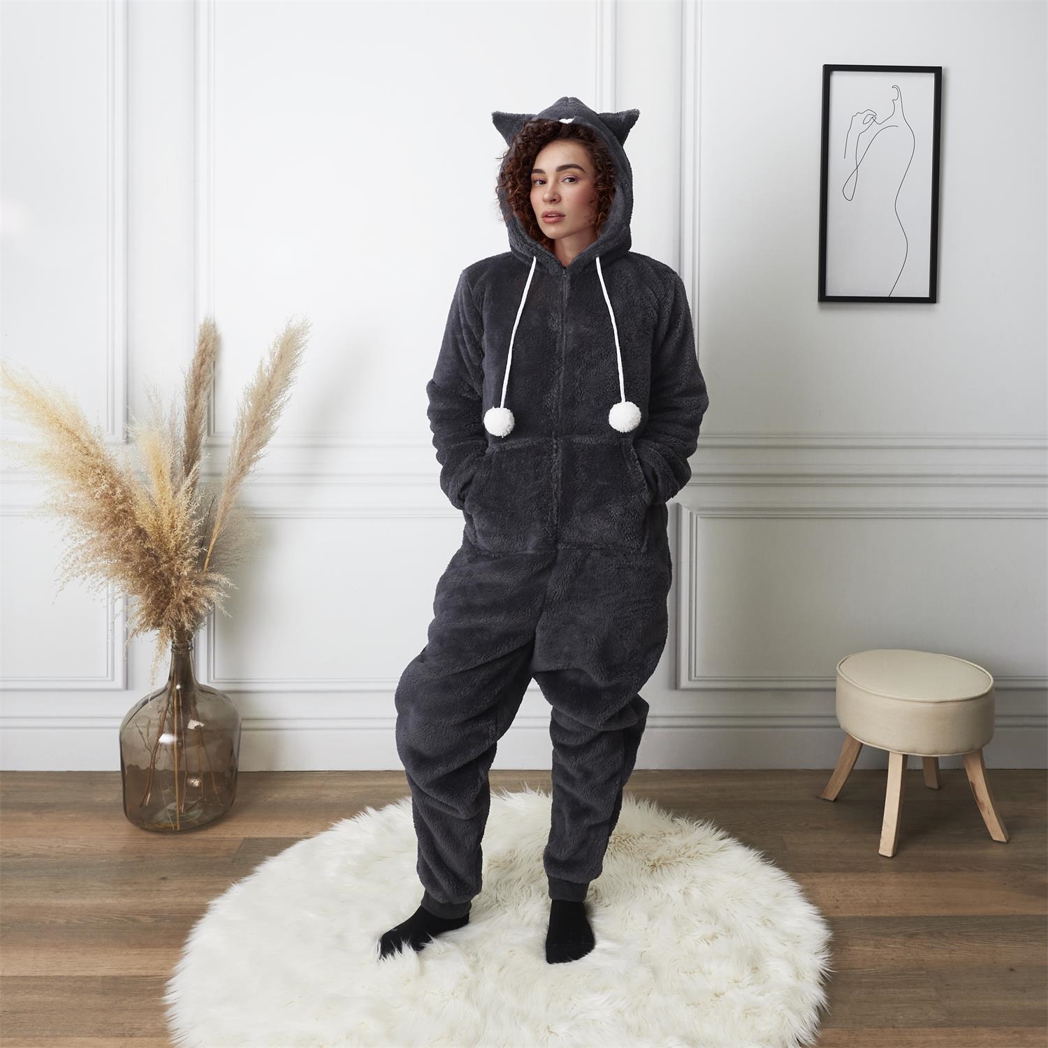 Kombinezon Onesie Kot rozmiar XL szara - obrazek 6
