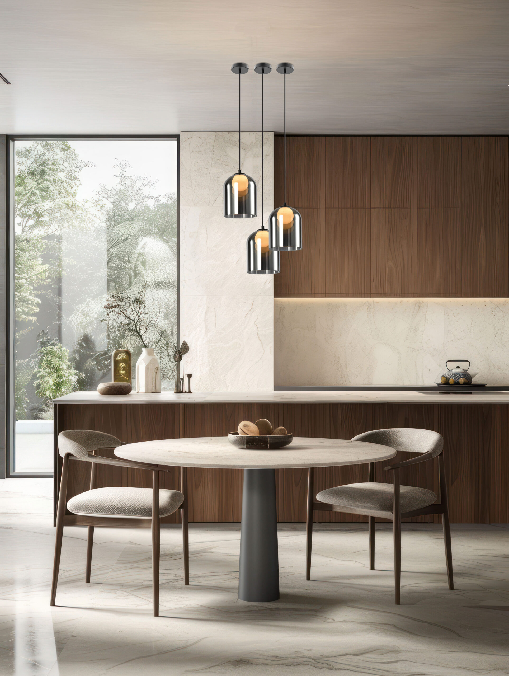 Klea lampa sufitowa czarny 1x15W G9 klosz dymiony+biały - obrazek 4