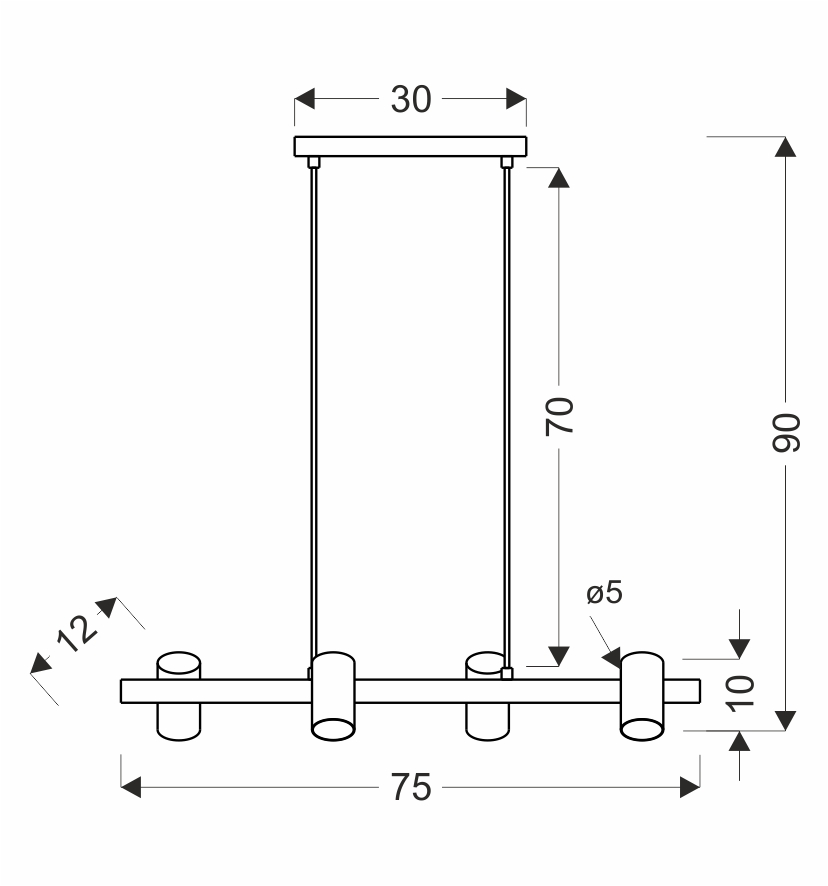 Xilo lampa sufitowa czarny+drewniany 4x25W GU10 klosz biały - obrazek 3