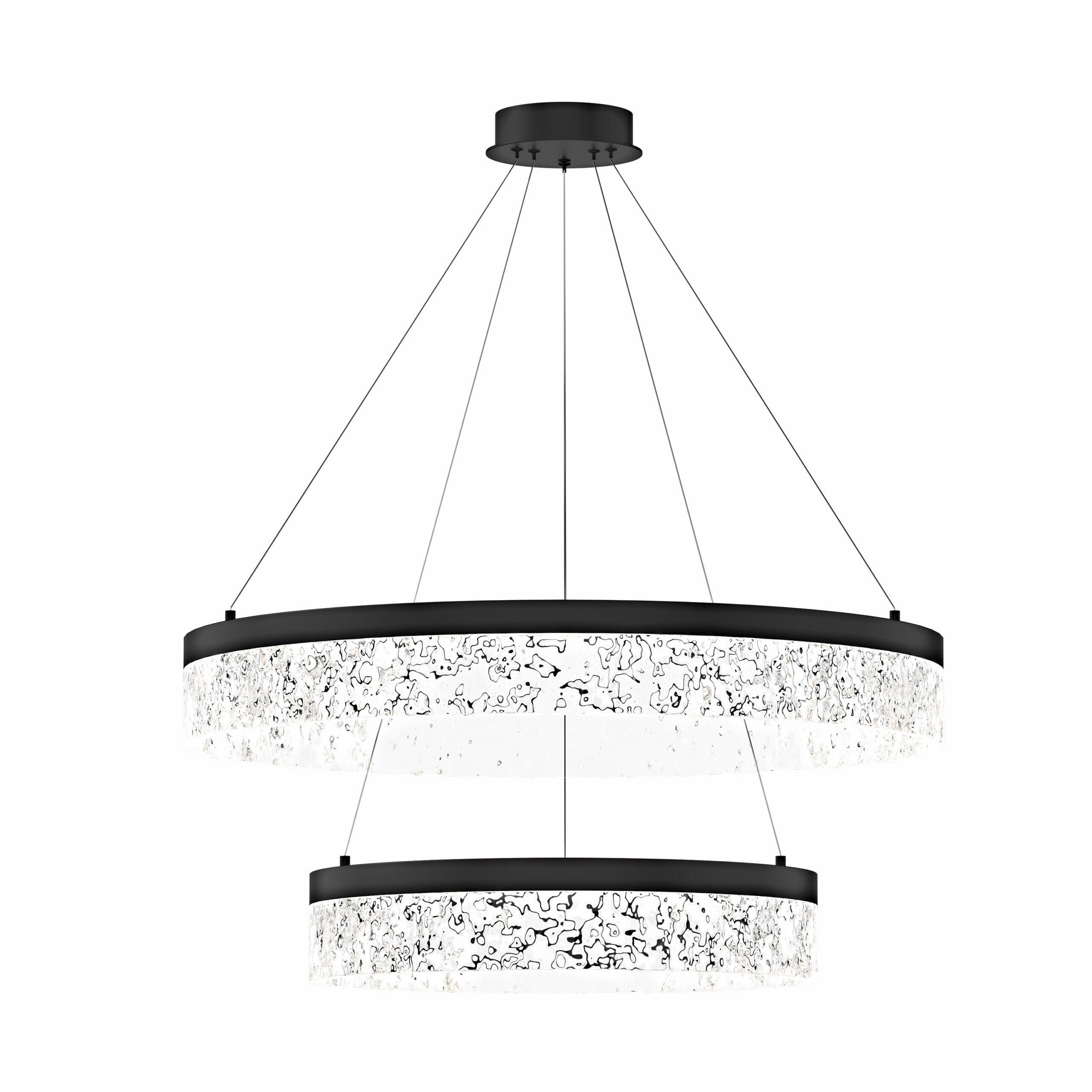 Lampa wisząca FROZI w stylu glamour – czarny klosz z kryształkami – nowoczesny żyrandol LED do luksusowego salonu