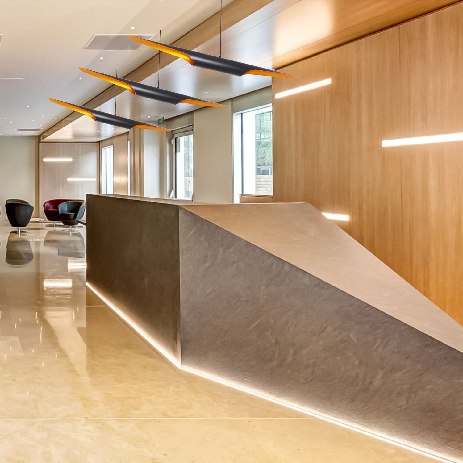 Lampa wisząca BLACK TUBE czarno złota 100 cm - obrazek 7