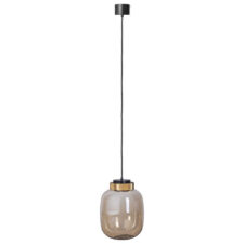 Bursztynowa lampa LED BOOM 25 cm złota oprawka, elegancja do jadalni
