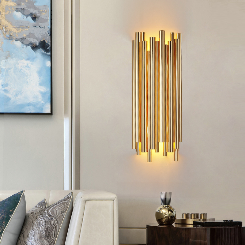 Lampa ścienna TUBO GOLD złota 50 cm - obrazek 6